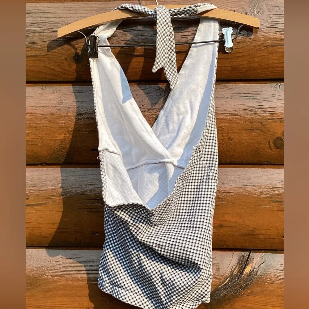 ⚓️ HALTER  TOP Vintage energie 
Black & White  CHECKS EPLVC - Picture 3 of 15